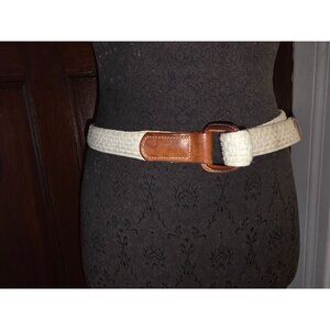 Vintage Eddie Bauer Woven Belt With Leather Buckle L